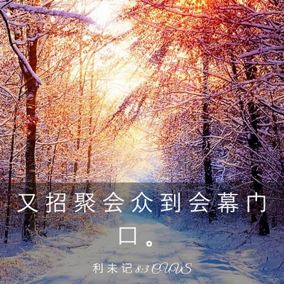 Picture 03 - 利 未 记 8:3 CUVS - 又 招 聚 会 众 到 会 幕 门 口 - Bible Verse Picture