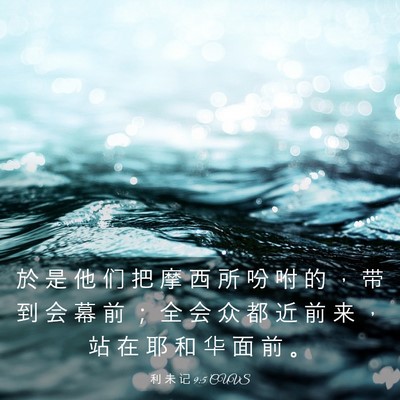 Picture 03 - 利 未 记 9:5 CUVS - 於 是 他 们 把 摩 西 所 吩 咐 的 ， - Bible Verse Picture
