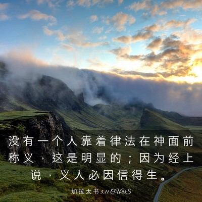 Picture 03 - 加 拉 太 书 3:11 CUVS - 没 有 一 个 人 靠 着 律 法 在 神 面 - Bible Verse Picture