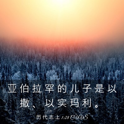 Picture 03 - 历 代 志 上 1:28 CUVS - 亚 伯 拉 罕 的 儿 子 是 以 撒 、 以 - Bible Verse Picture