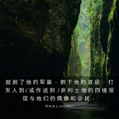 Picture 03 - 历 代 志 上 10:9 CUVS - 就 剥 了 他 的 军 装 ， 割 下 他 的 - Bible Verse Picture
