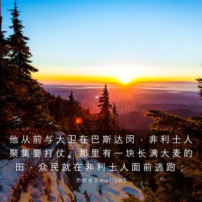 Picture 03 - 历 代 志 上 11:13 CUVS - 他 从 前 与 大 卫 在 巴 斯 达 闵 ， - Bible Verse Picture