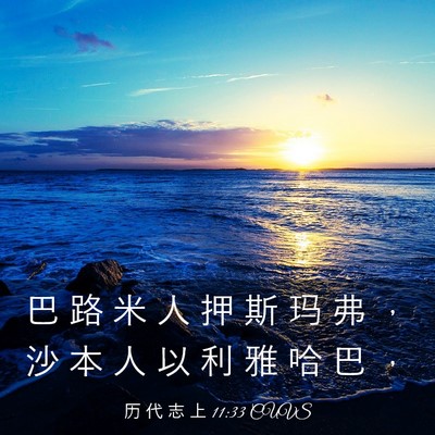 Picture 03 - 历 代 志 上 11:33 CUVS - 巴 路 米 人 押 斯 玛 弗 ， 沙 本 人 - Bible Verse Picture