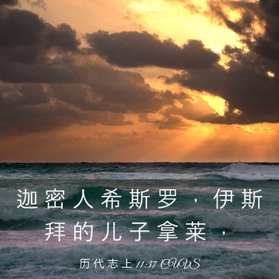 Picture 03 - 历 代 志 上 11:37 CUVS - 迦 密 人 希 斯 罗 ， 伊 斯 拜 的 儿 - Bible Verse Picture
