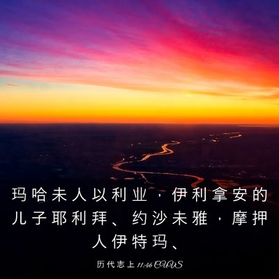 Picture 03 - 历 代 志 上 11:46 CUVS - 玛 哈 未 人 以 利 业 ， 伊 利 拿 安 - Bible Verse Picture