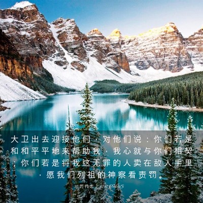 Picture 03 - 历 代 志 上 12:17 CUVS - 大 卫 出 去 迎 接 他 们 ， 对 他 们 - Bible Verse Picture