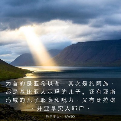 Picture 03 - 历 代 志 上 12:3 CUVS - 为 首 的 是 亚 希 以 谢 ， 其 次 是 - Bible Verse Picture