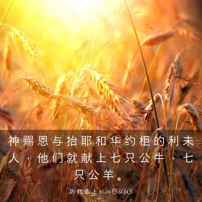 Picture 03 - 历 代 志 上 15:26 CUVS - 神 赐 恩 与 抬 耶 和 华 约 柜 的 利 - Bible Verse Picture