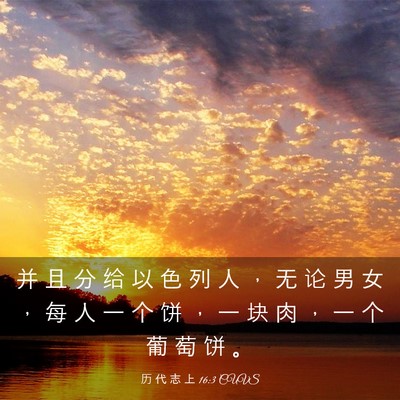 Picture 03 - 历 代 志 上 16:3 CUVS - 并 且 分 给 以 色 列 人 ， 无 论 男 - Bible Verse Picture