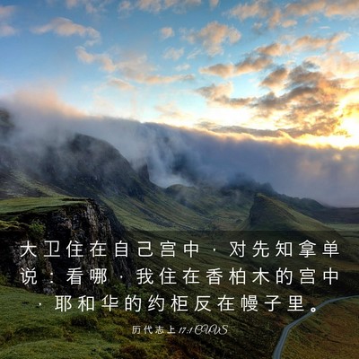 Picture 03 - 历 代 志 上 17:1 CUVS - 大 卫 住 在 自 己 宫 中 ， 对 先 知 - Bible Verse Picture