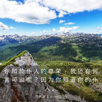 Picture 03 - 历 代 志 上 17:18 CUVS - 你 加 於 仆 人 的 尊 荣 ， 我 还 有 - Bible Verse Picture