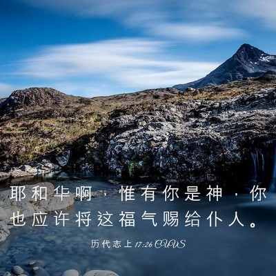 Picture 03 - 历 代 志 上 17:26 CUVS - 耶 和 华 啊 ， 惟 有 你 是 神 ， 你 - Bible Verse Picture