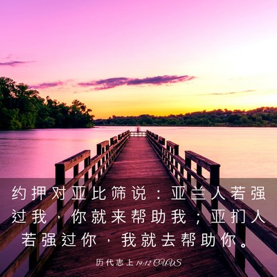 Picture 03 - 历 代 志 上 19:12 CUVS - 约 押 对 亚 比 筛 说 ： 亚 兰 人 若 - Bible Verse Picture