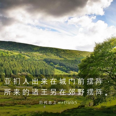 Picture 03 - 历 代 志 上 19:9 CUVS - 亚 扪 人 出 来 在 城 门 前 摆 阵 ， - Bible Verse Picture