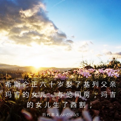Picture 03 - 历 代 志 上 2:21 CUVS - 希 斯 仑 正 六 十 岁 娶 了 基 列 父 - Bible Verse Picture