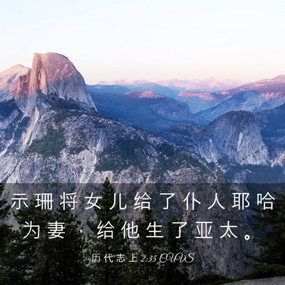 Picture 03 - 历 代 志 上 2:35 CUVS - 示 珊 将 女 儿 给 了 仆 人 耶 哈 为 - Bible Verse Picture