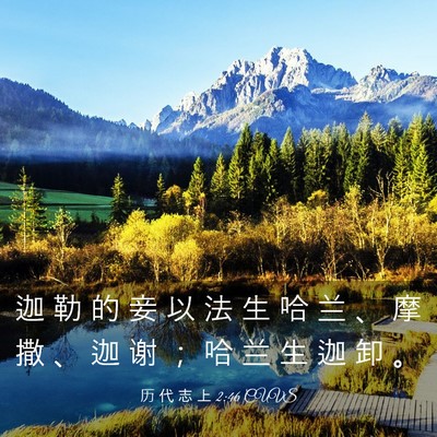 Picture 03 - 历 代 志 上 2:46 CUVS - 迦 勒 的 妾 以 法 生 哈 兰 、 摩 撒 - Bible Verse Picture