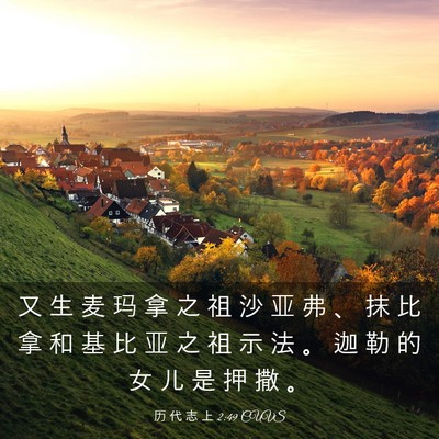 Picture 03 - 历 代 志 上 2:49 CUVS - 又 生 麦 玛 拿 之 祖 沙 亚 弗 、 抹 - Bible Verse Picture