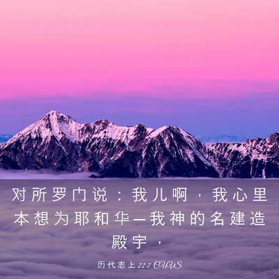 Picture 03 - 历 代 志 上 22:7 CUVS - 对 所 罗 门 说 ： 我 儿 啊 ， 我 心 - Bible Verse Picture