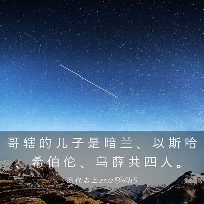 Picture 03 - 历 代 志 上 23:12 CUVS - 哥 辖 的 儿 子 是 暗 兰 、 以 斯 哈 - Bible Verse Picture