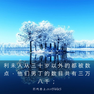 Picture 03 - 历 代 志 上 23:3 CUVS - 利 未 人 从 三 十 岁 以 外 的 都 被 - Bible Verse Picture