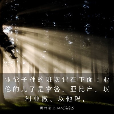 Picture 03 - 历 代 志 上 24:1 CUVS - 亚 伦 子 孙 的 班 次 记 在 下 面 ： - Bible Verse Picture