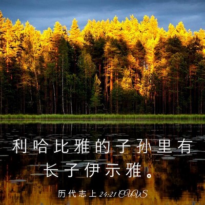 Picture 03 - 历 代 志 上 24:21 CUVS - 利 哈 比 雅 的 子 孙 里 有 长 子 伊 - Bible Verse Picture