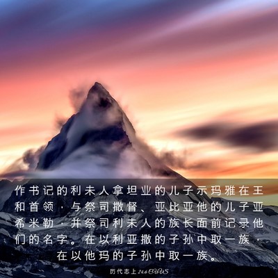 Picture 03 - 历 代 志 上 24:6 CUVS - 作 书 记 的 利 未 人 拿 坦 业 的 儿 - Bible Verse Picture