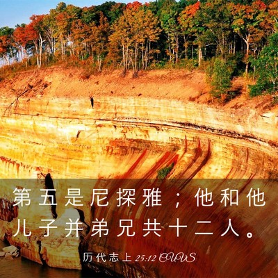 Picture 03 - 历 代 志 上 25:12 CUVS - 第 五 是 尼 探 雅 ； 他 和 他 儿 子 - Bible Verse Picture