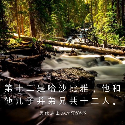 Picture 03 - 历 代 志 上 25:19 CUVS - 第 十 二 是 哈 沙 比 雅 ； 他 和 他 - Bible Verse Picture