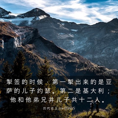 Picture 03 - 历 代 志 上 25:9 CUVS - 掣 签 的 时 候 ， 第 一 掣 出 来 的 - Bible Verse Picture
