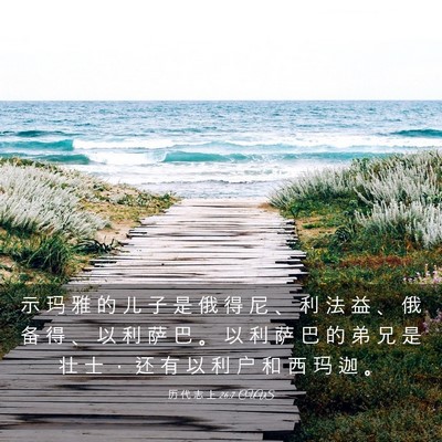 Picture 03 - 历 代 志 上 26:7 CUVS - 示 玛 雅 的 儿 子 是 俄 得 尼 、 利 - Bible Verse Picture