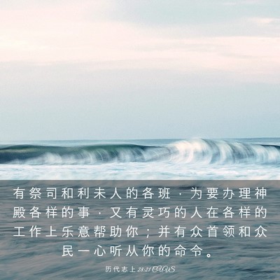 Picture 03 - 历 代 志 上 28:21 CUVS - 有 祭 司 和 利 未 人 的 各 班 ， 为 - Bible Verse Picture
