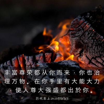 Picture 03 - 历 代 志 上 29:12 CUVS - 丰 富 尊 荣 都 从 你 而 来 ， 你 也 - Bible Verse Picture