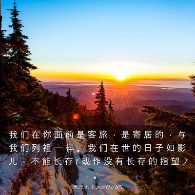Picture 03 - 历 代 志 上 29:15 CUVS - 我 们 在 你 面 前 是 客 旅 ， 是 寄 - Bible Verse Picture