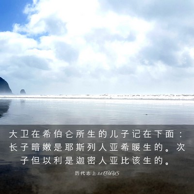 Picture 03 - 历 代 志 上 3:1 CUVS - 大 卫 在 希 伯 仑 所 生 的 儿 子 记 - Bible Verse Picture
