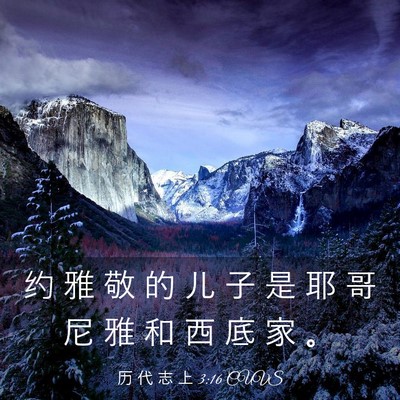 Picture 03 - 历 代 志 上 3:16 CUVS - 约 雅 敬 的 儿 子 是 耶 哥 尼 雅 和 - Bible Verse Picture