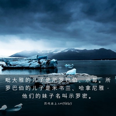 Picture 03 - 历 代 志 上 3:19 CUVS - 毗 大 雅 的 儿 子 是 所 罗 巴 伯 、 - Bible Verse Picture