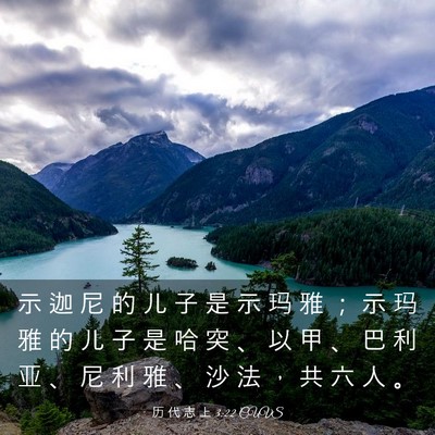 Picture 03 - 历 代 志 上 3:22 CUVS - 示 迦 尼 的 儿 子 是 示 玛 雅 ； 示 - Bible Verse Picture