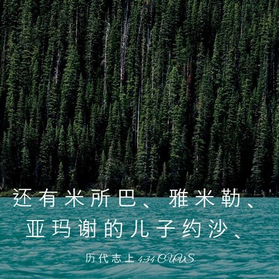 Picture 03 - 历 代 志 上 4:34 CUVS - 还 有 米 所 巴 、 雅 米 勒 、 亚 玛 - Bible Verse Picture