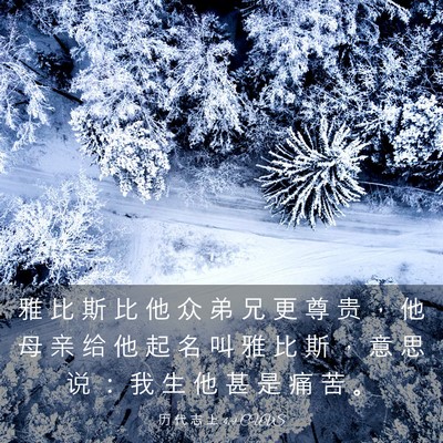 Picture 03 - 历 代 志 上 4:9 CUVS - 雅 比 斯 比 他 众 弟 兄 更 尊 贵 ， - Bible Verse Picture