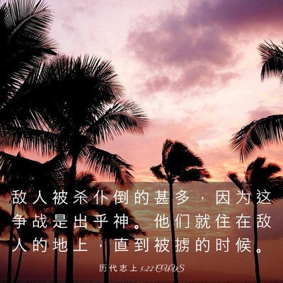 Picture 03 - 历 代 志 上 5:22 CUVS - 敌 人 被 杀 仆 倒 的 甚 多 ， 因 为 - Bible Verse Picture