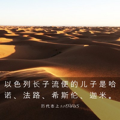 Picture 03 - 历 代 志 上 5:3 CUVS - 以 色 列 长 子 流 便 的 儿 子 是 哈 - Bible Verse Picture