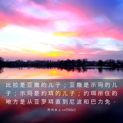 Picture 03 - 历 代 志 上 5:8 CUVS - 比 拉 是 亚 撒 的 儿 子 ； 亚 撒 是 - Bible Verse Picture