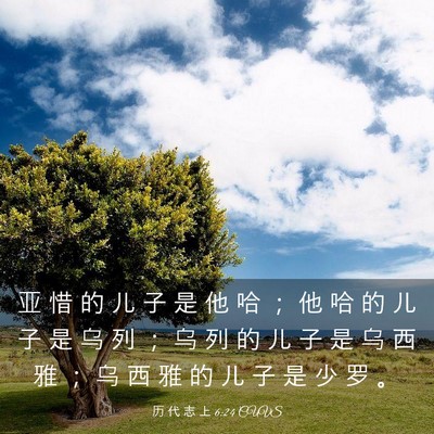 Picture 03 - 历 代 志 上 6:24 CUVS - 亚 惜 的 儿 子 是 他 哈 ； 他 哈 的 - Bible Verse Picture