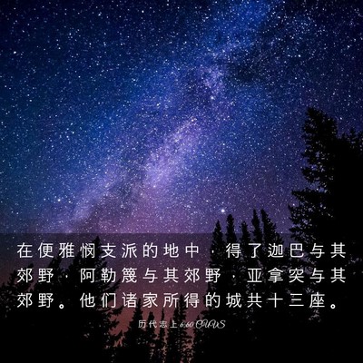 Picture 03 - 历 代 志 上 6:60 CUVS - 在 便 雅 悯 支 派 的 地 中 ， 得 了 - Bible Verse Picture
