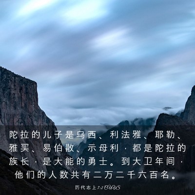 Picture 03 - 历 代 志 上 7:2 CUVS - 陀 拉 的 儿 子 是 乌 西 、 利 法 雅 - Bible Verse Picture