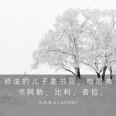 Picture 03 - 历 代 志 上 7:36 CUVS - 琐 法 的 儿 子 是 书 亚 、 哈 尼 弗 - Bible Verse Picture