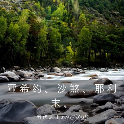 Picture 03 - 历 代 志 上 8:14 CUVS - 亚 希 约 、 沙 煞 、 耶 利 末 - Bible Verse Picture