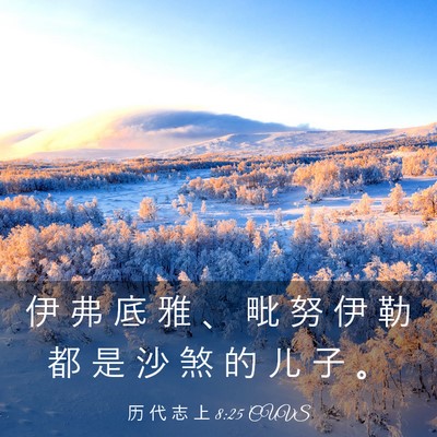 Picture 03 - 历 代 志 上 8:25 CUVS - 伊 弗 底 雅 、 毗 努 伊 勒 都 是 沙 - Bible Verse Picture